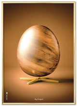 Brainchild træ æg plakat, brun baggrund, messing guld plakatramme